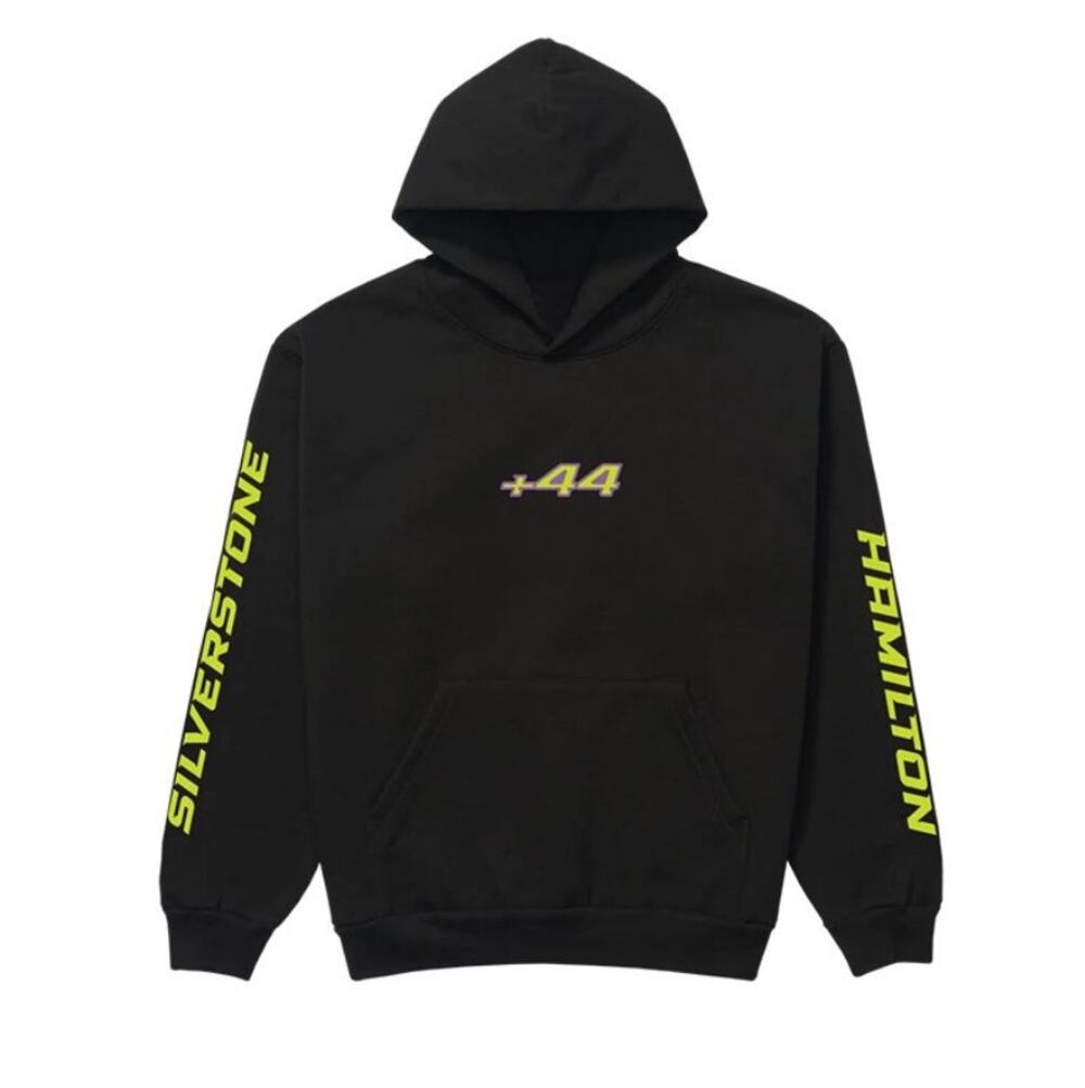 +44 Lewis Hamilton Men's Black Silverstone Crew Full Over Hoodie Size L